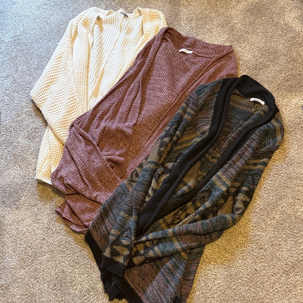 Bundle of Cardigans-- Charlotte Russe Cream, Mauve & Patterned